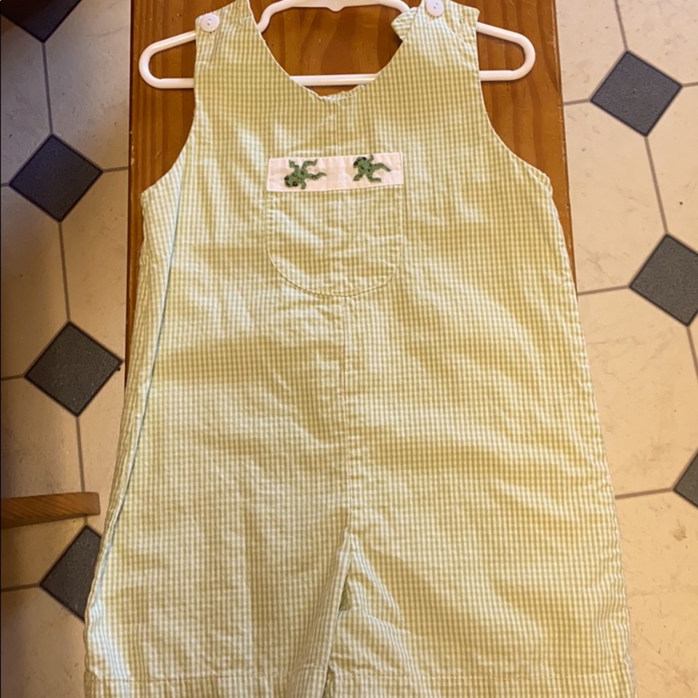 Strasburg green and white checkered frog jumper